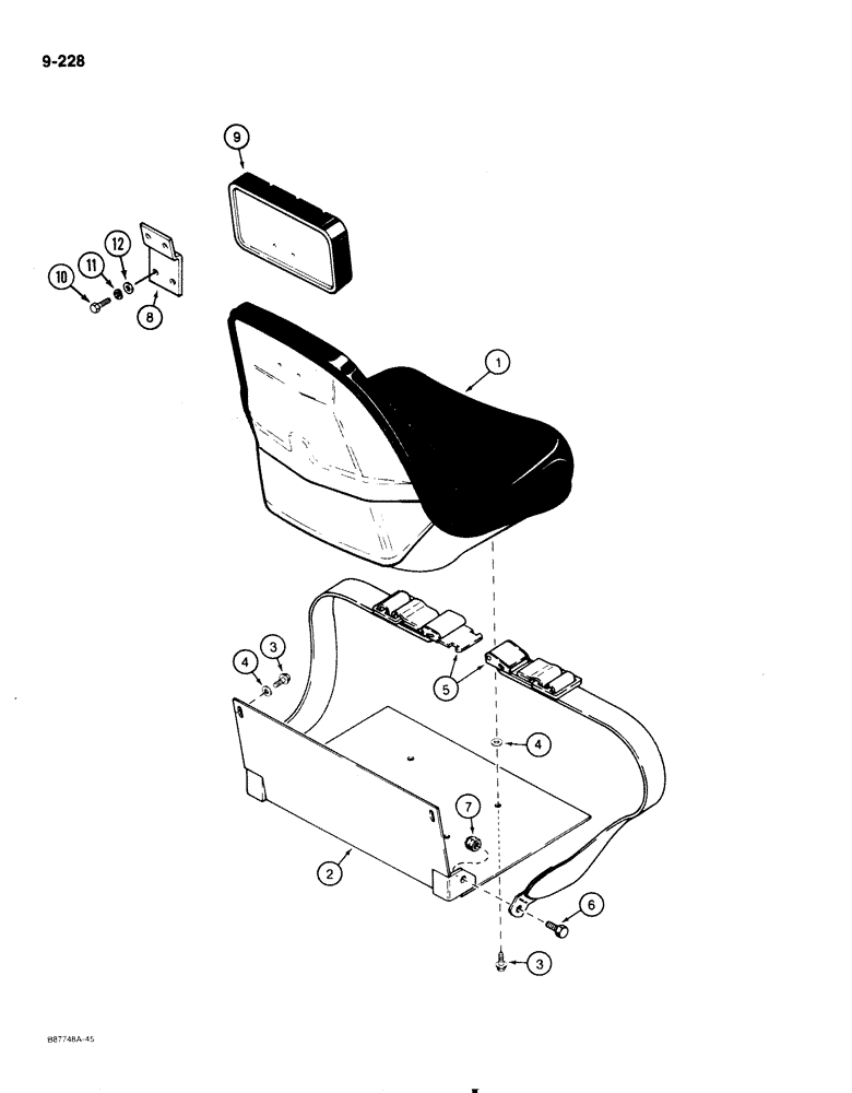 Схема запчастей Case IH 1818 - (9-228) - SEAT MOUNTING AND SEAT BELT (09) - CHASSIS/ATTACHMENTS