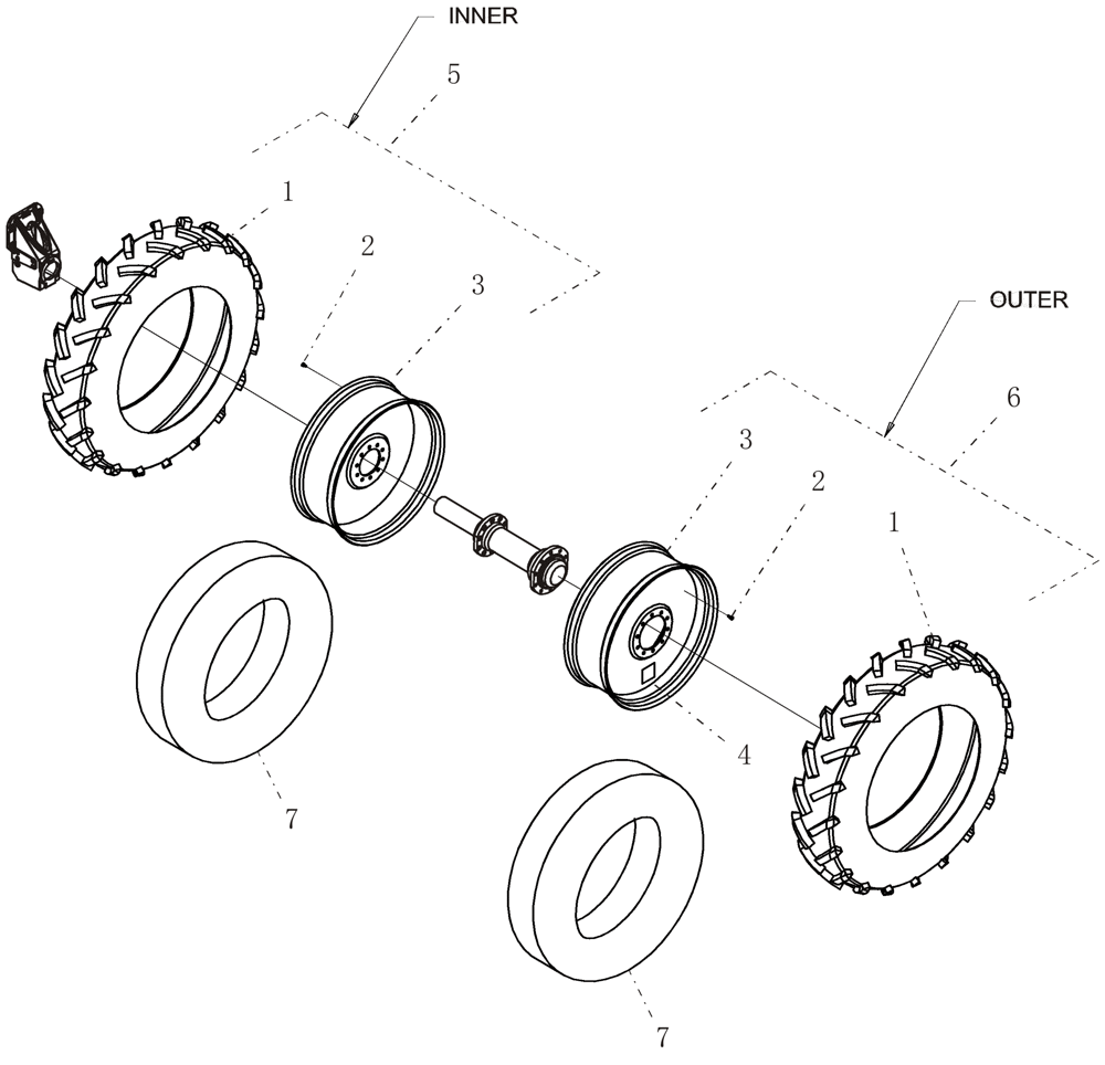 Схема запчастей Case IH ADX3260 - (D.50.B[02]) - REAR TIRES - DUALS D - Travel