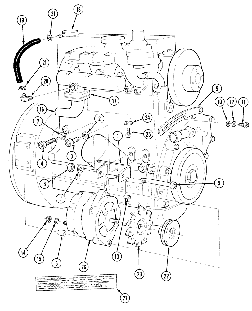 Схема запчастей Case IH 1835C - (2-42) - ALTERNATOR AND CRANKCASE VENTILATION, TMD-20 DIESEL ENGINE (02) - ENGINE