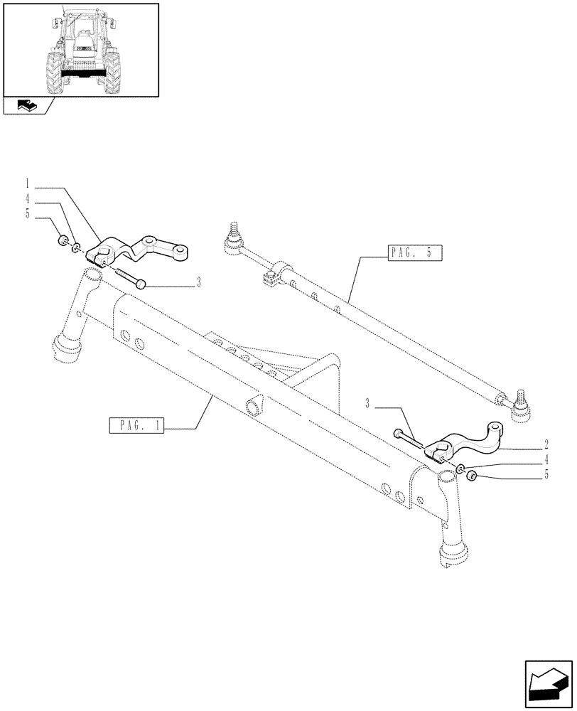 Схема запчастей Case IH FARMALL 90 - (1.41.0[04]) - 2WD FRONT AXLE - LEVERS (04) - FRONT AXLE & STEERING