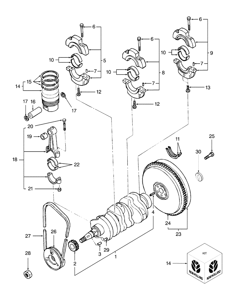 Схема запчастей Case IH DX33 - (01.04) - CRANKSHAFT & PISTONS (01) - ENGINE