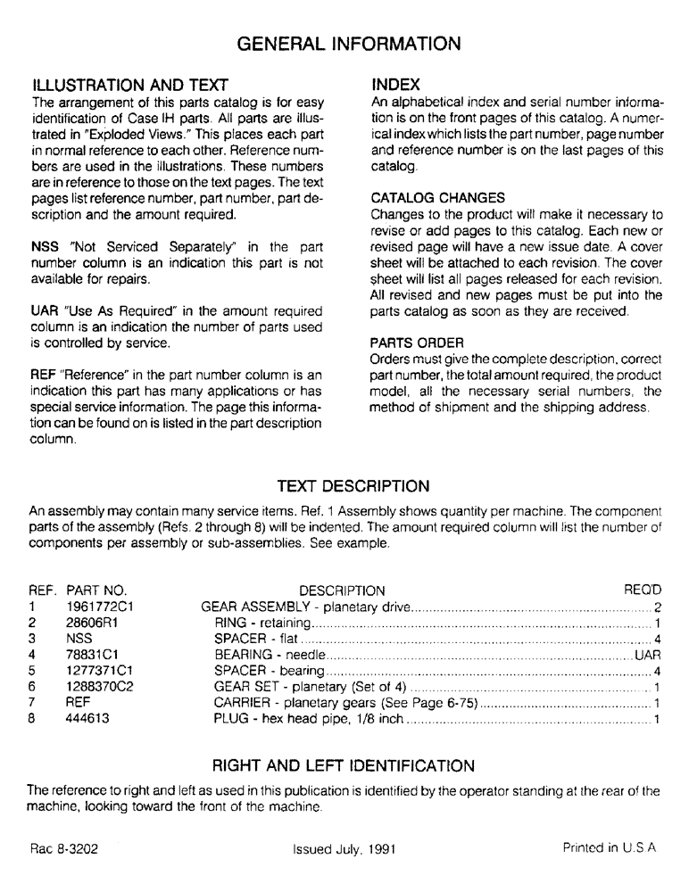 Схема запчастей Case IH 1015 - (1-004) - GENERAL INFORMATION (00) - GENERAL & PICTORIAL INDEX