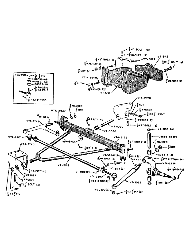 Схема запчастей Case IH VAI-SERIES - (052) - FRONT SUPPORT AND AXLE ASSEMBLY, TRACTORS NO. 5265953 TO NO. 5658074 (06) - POWER TRAIN