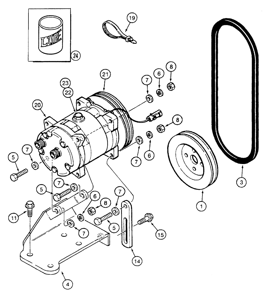 Схема запчастей Case IH 7240 - (9-142) - AIR CONDITIONING, COMPRESSOR MOUNTING AND DRIVE, TRACTOR PIN JJA0064978 AND AFTER (09) - CHASSIS/ATTACHMENTS