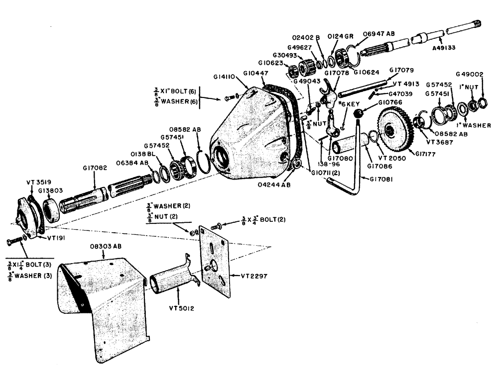 Схема запчастей Case IH 630 - (108) - P.T.O. ASSEMBLY WITH DRY CLUTCH DRIVE TRACTORS BEFORE #8191147 (06) - POWER TRAIN