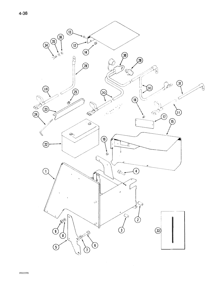 Схема запчастей Case IH 7140 - (4-038) - BATTERY, BATTERY BOX AND CABLES, POST TYPE CABLES (04) - ELECTRICAL SYSTEMS