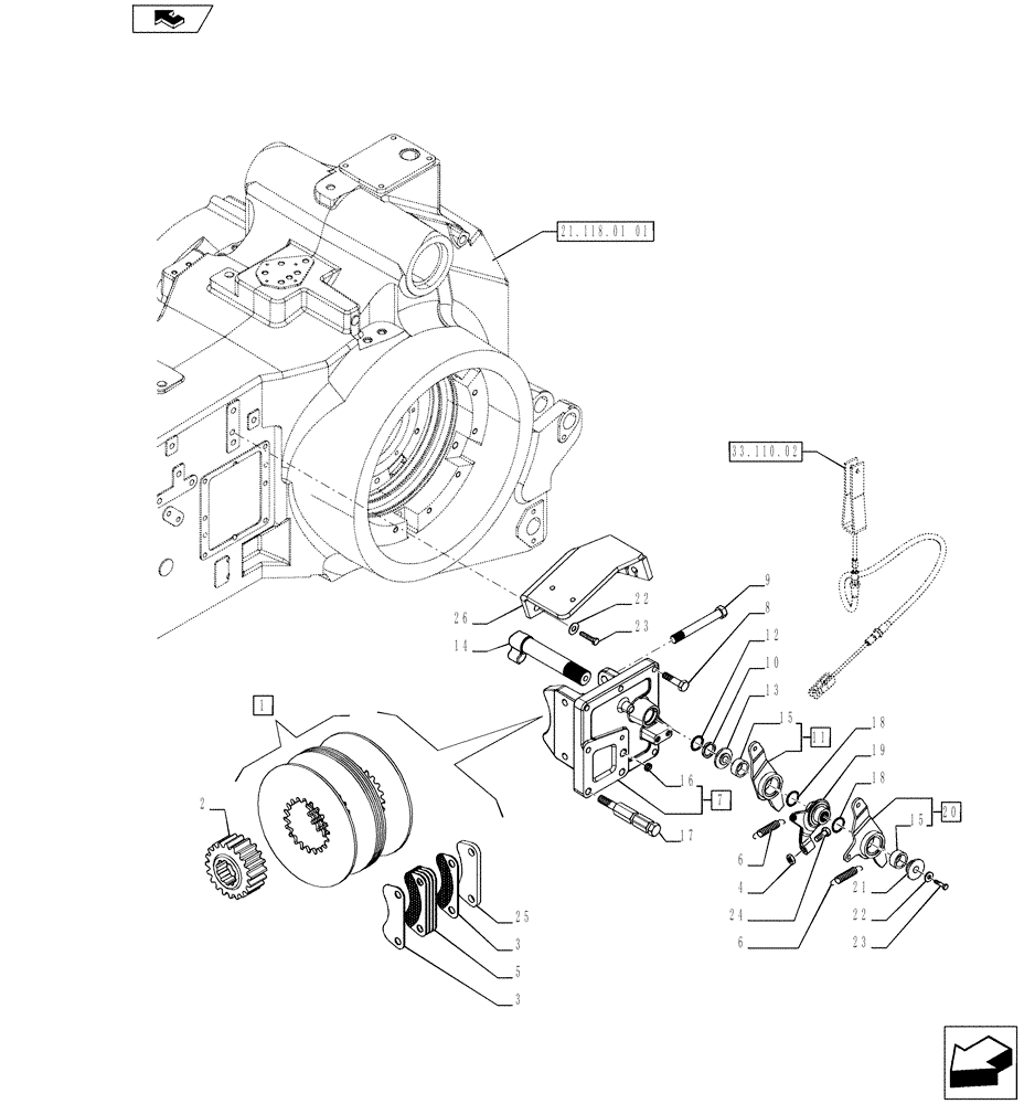 Схема запчастей Case IH PUMA 200 - (33.110.0301) - INDEPENDENT PARKING BRAKE CONTROLLED BY HAND LEVER - PARKING BRAKE (VAR.743334-728137 / 743602) (33) - BRAKES & CONTROLS
