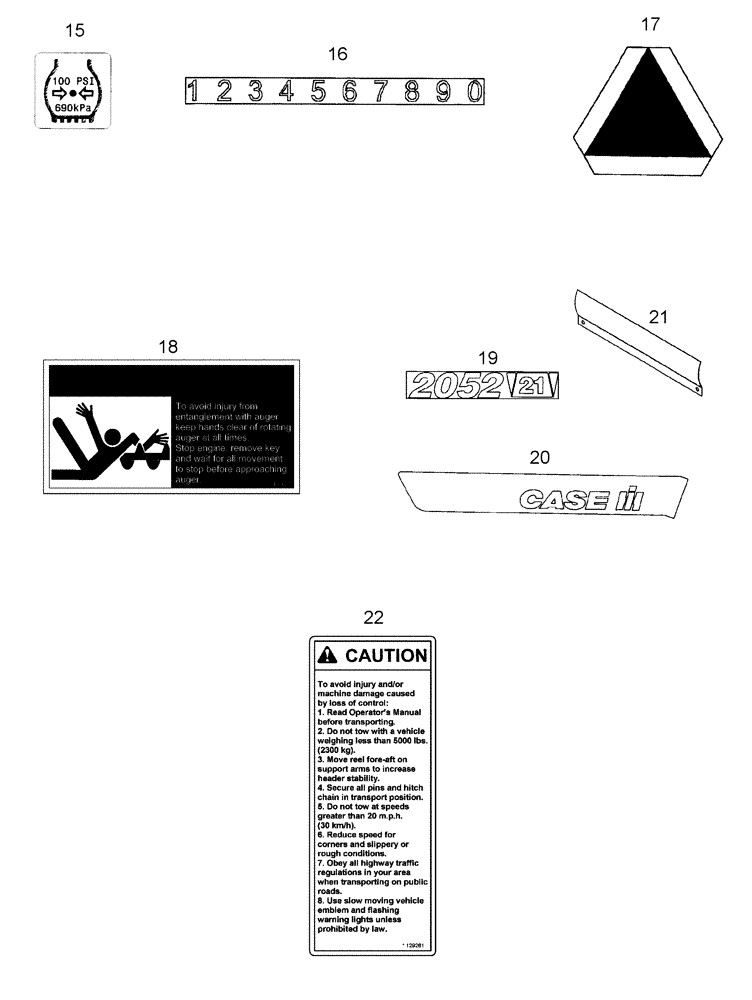 Схема запчастей Case IH 2052 - (09-27) - HEADER DECALS AND REFLECTORS (03) - CHASSIS/MOUNTED EQUIPMENT