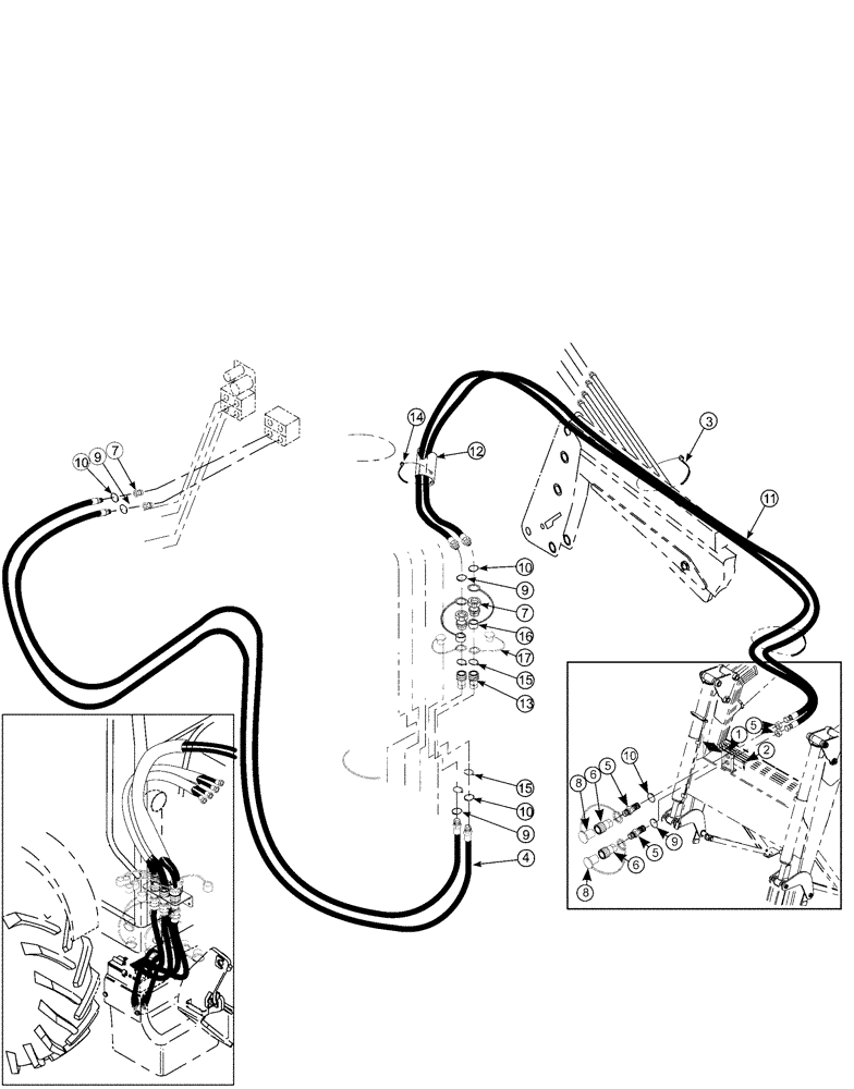 Схема запчастей Case IH LX192 - (88.035.01) - HYDRAULICS - HOSE KIT (3RD FUNCTION) (88) - ACCESSORIES