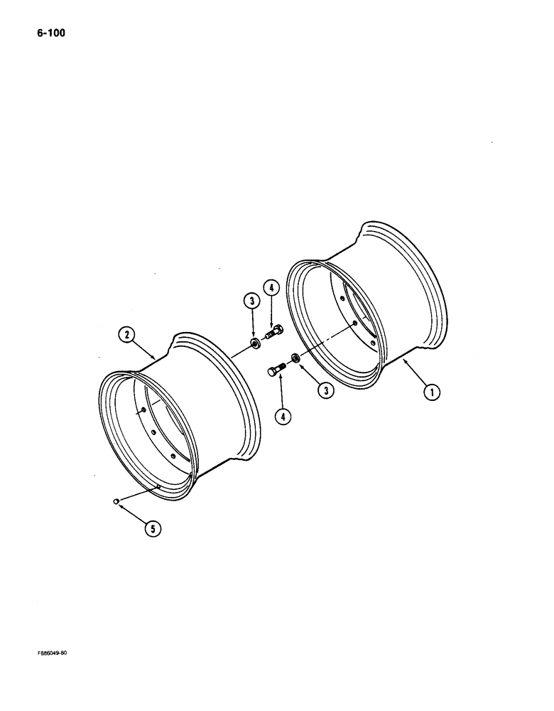 Схема запчастей Case IH 9150 - (6-100) - WHEELS, MOUNTED ON INNER AND OUTER HUBS, K592 BAR AXLE (06) - POWER TRAIN