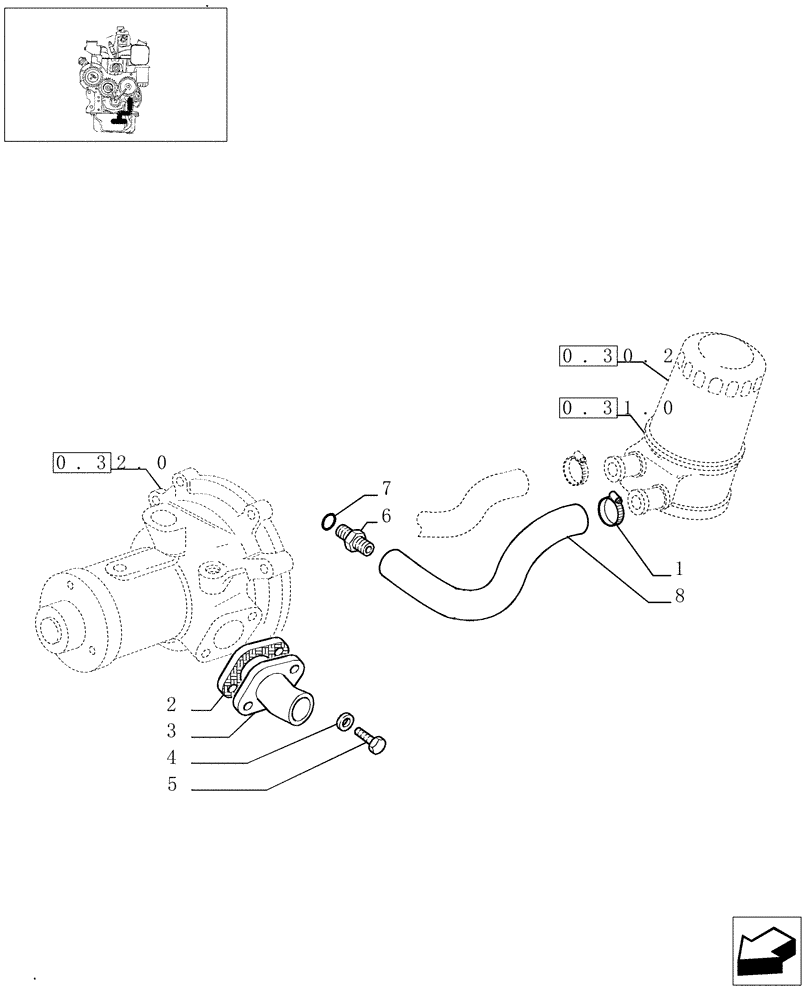 Схема запчастей Case IH JX95 - (0.32.3/01) - WATER LINE (BEFORE S/N 13286) (01) - ENGINE