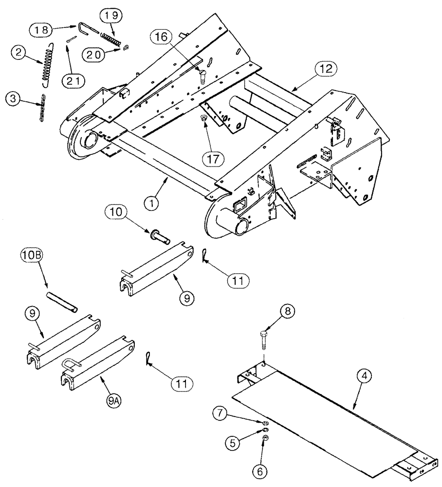 Схема запчастей Case IH 2388 - (09A-20) - FEEDER - SUPPORTS AND LIFT BRACKET (13) - FEEDER