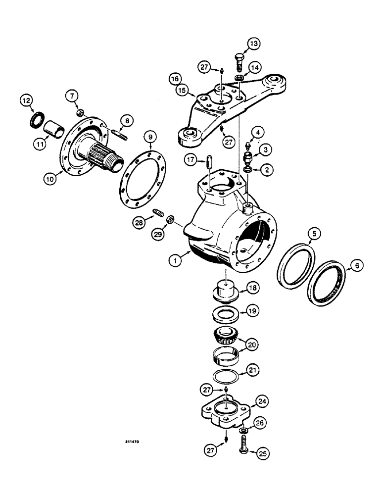Схема запчастей Case IH 1390 - (G4-1) - FRONT DRIVE AXLE, SWIVEL HOUSINGS (06) - POWER TRAIN