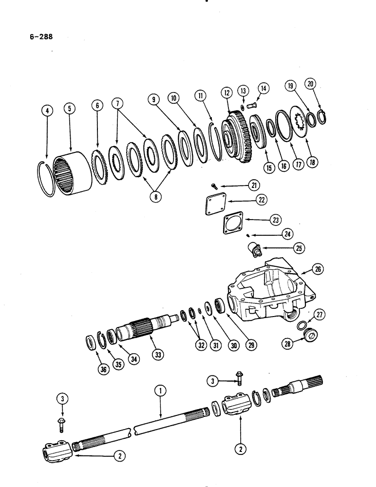 Схема запчастей Case IH 485 - (6-288) - TRANSFER GEARBOX, 4 WHEEL DRIVE, MFD AXLE APL-325, P.I.N. 18001 AND AFTER (06) - POWER TRAIN
