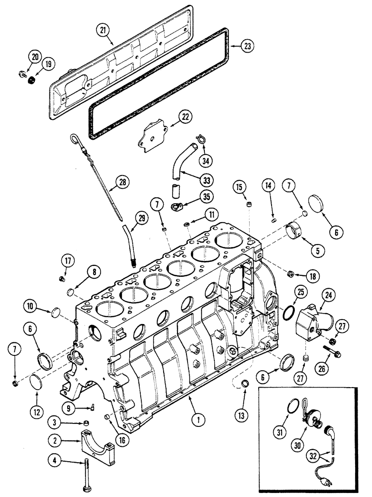 Схема запчастей Case IH 5240 - (2-056) - CYLINDER BLOCK, 6T-590 ENGINE, TURBOCHARGED, 5140/5240 AND 5250 TRACTORS (02) - ENGINE