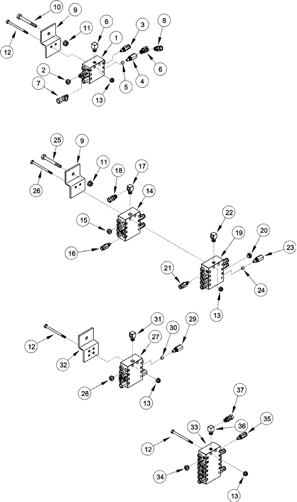 Схема запчастей Case IH 2555 - (09A-47) - AUTOMATIC LUBRICATION SYSTEM VALVES - 4 ROW WIDE (13) - PICKING SYSTEM
