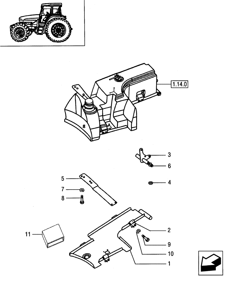 Схема запчастей Case IH JX90 - (1.14.7[01]) - FUEL TANK - SUPPORT, BRACKET AND TIE-ROD (02) - ENGINE EQUIPMENT