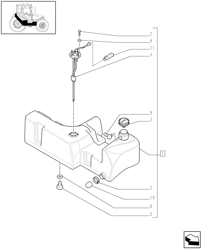 Схема запчастей Case IH JX70 - (1.14.0[01B]) - FUEL TANK - D6435 (02) - ENGINE EQUIPMENT