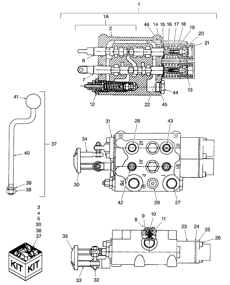 Схема запчастей Case IH D29 - (05H02) - TWO-SPOOL REMOTE CONTROL VALVE ASSEMBLY, PRINCE VALVE #HC-V-AE35 (07) - HYDRAULIC SYSTEMS