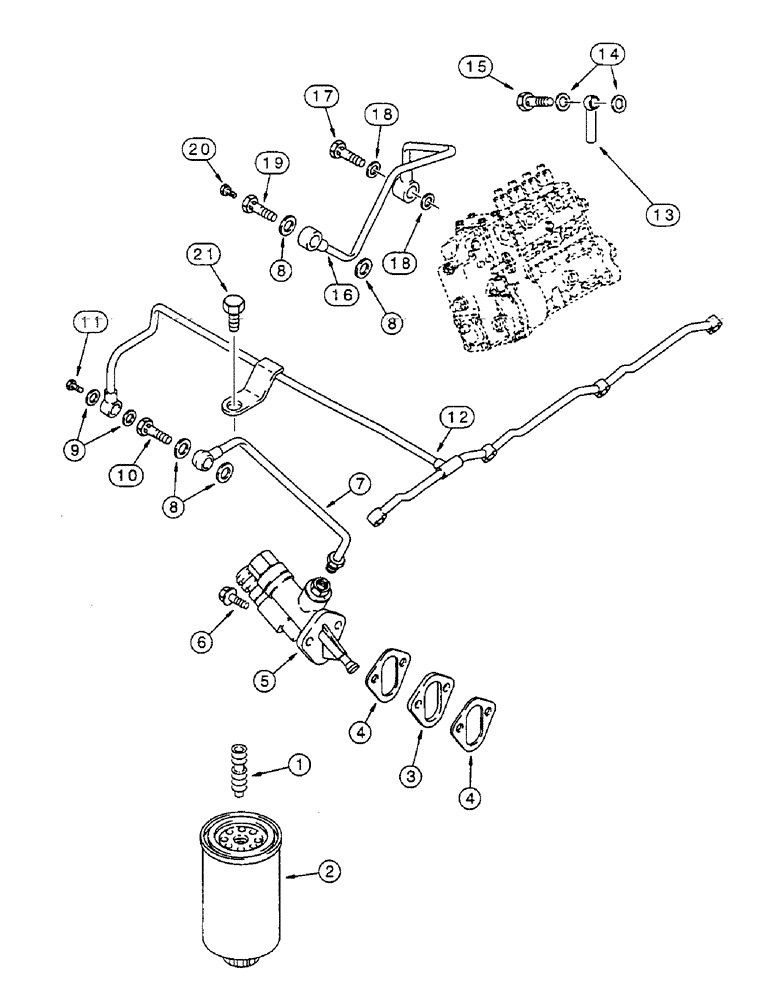 Схема запчастей Case IH 8825HP - (10-60) - FUEL FILTER, 4-390 EMISSIONS CERTIFIED ENGINE (03) - FUEL SYSTEM
