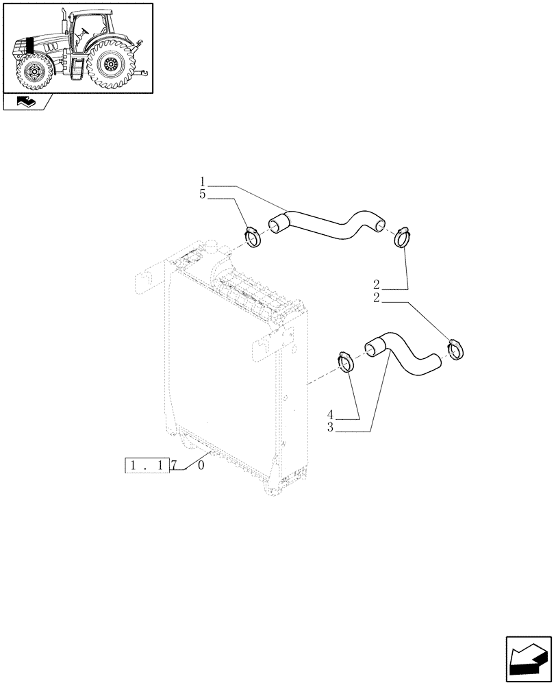 Схема запчастей Case IH PUMA 210 - (1.17.3) - RADIATOR HOSES (02) - ENGINE EQUIPMENT