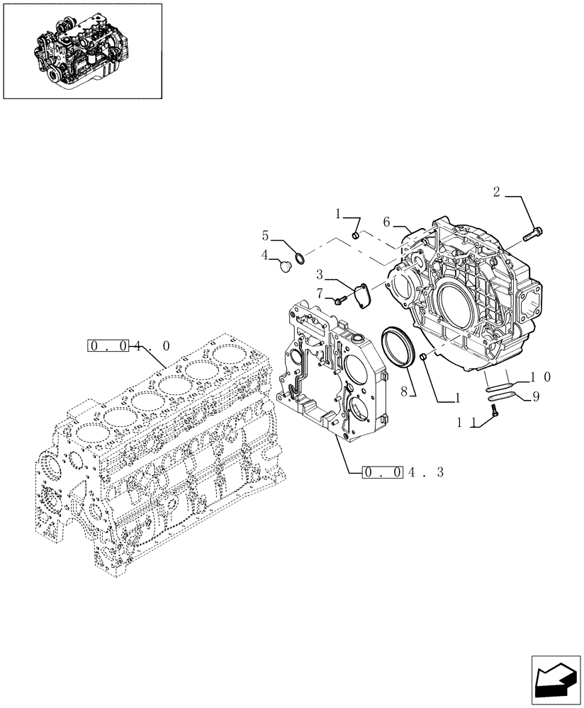 Схема запчастей Case IH F4HE9684D J101 - (0.04.3[03]) - CRANKCASE COVERS (504092932) 