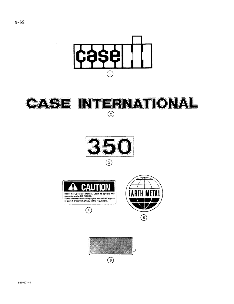 Схема запчастей Case IH 350 - (9-62) - DECALS CASE IH (09) - CHASSIS/ATTACHMENTS