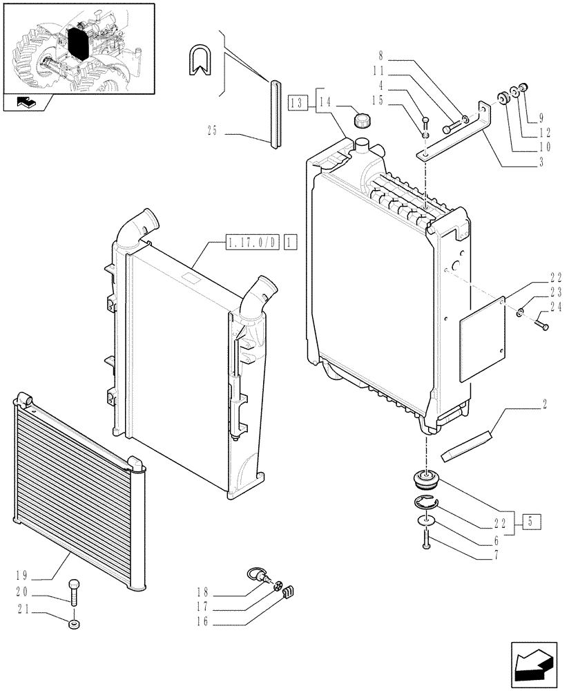 Схема запчастей Case IH PUMA 140 - (1.17.0[01E]) - RADIATOR, COOLING SYSTEM & RELATED PARTS - D6571 (02) - ENGINE EQUIPMENT