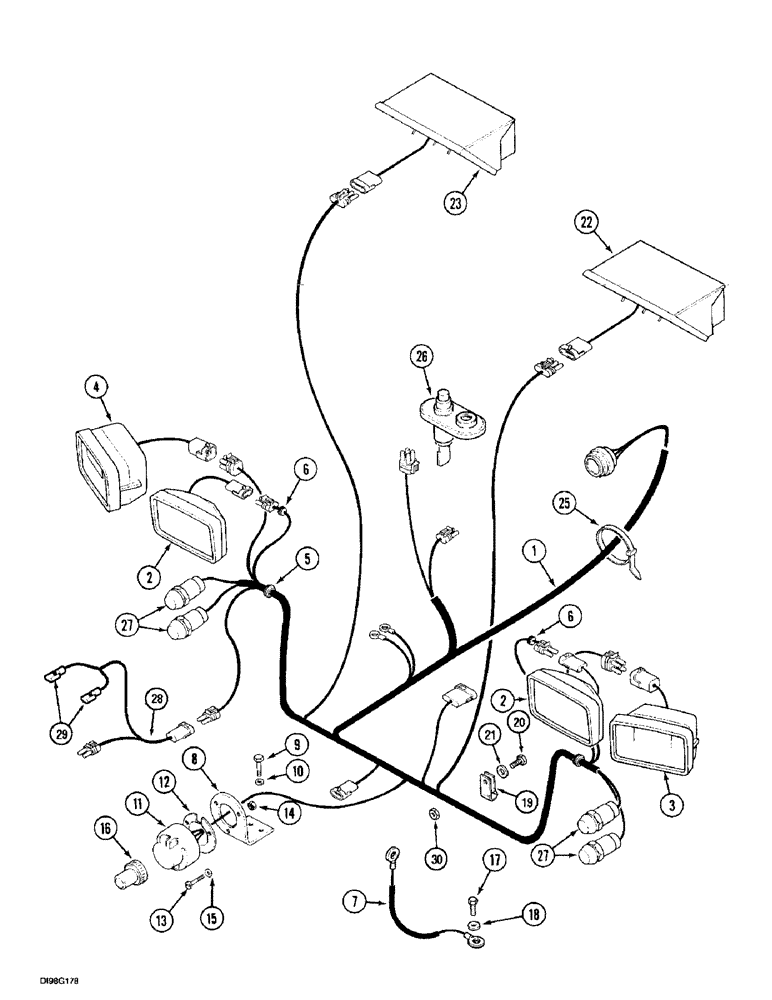 Схема запчастей Case IH 5150 - (4-40) - HARNESS - REAR FENDER, WITHOUT CAB (04) - ELECTRICAL SYSTEMS