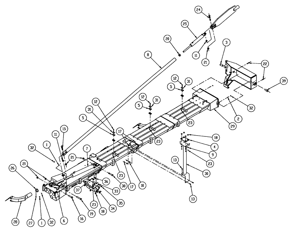 Схема запчастей Case IH 438 - (04-034) - BOOM GROUP, 2.5”, INNER, RH, 70’ Boom Group