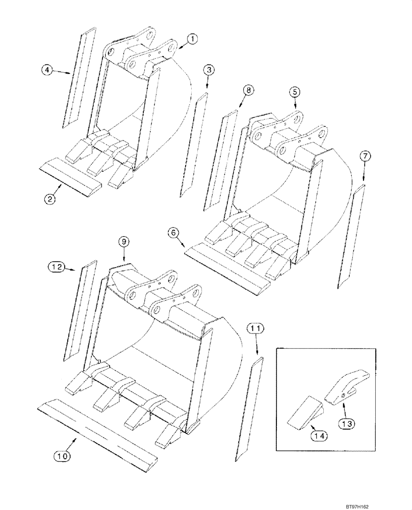 Схема запчастей Case IH 1845C - (09-85) - BACKHOE - BUCKETS, D125 (NORTH AMERICA) (09) - CHASSIS/ATTACHMENTS