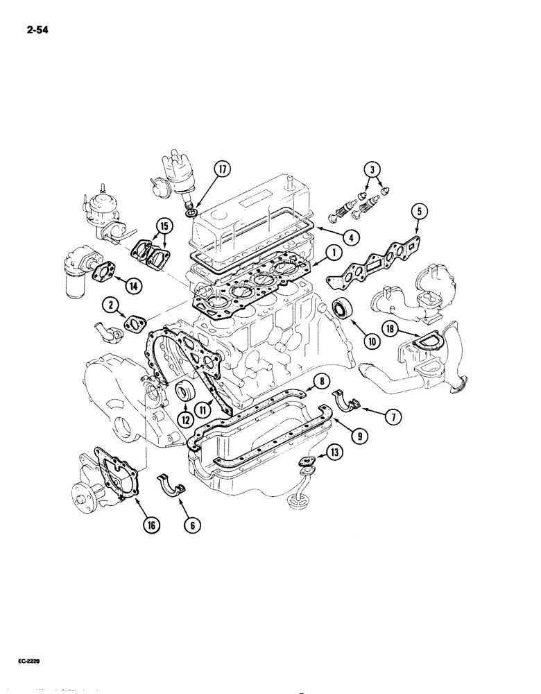 Схема запчастей Case IH 1825 - (2-54) - ENGINE GASKET KIT, GASOLINE MODELS (02) - ENGINE