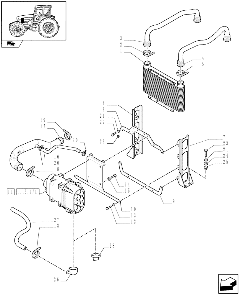 Схема запчастей Case IH FARMALL 85U - (1.19.1) - DRY AIR CLEANER (02) - ENGINE EQUIPMENT