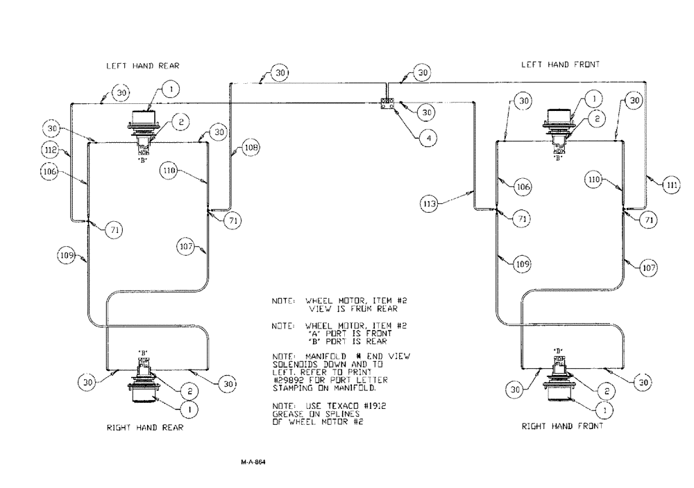 Схема запчастей Case IH SPX3150 - (136) - HYDRAULIC PLUMBING, WHEEL MOTORS, POWER SHIFT (35) - HYDRAULIC SYSTEMS