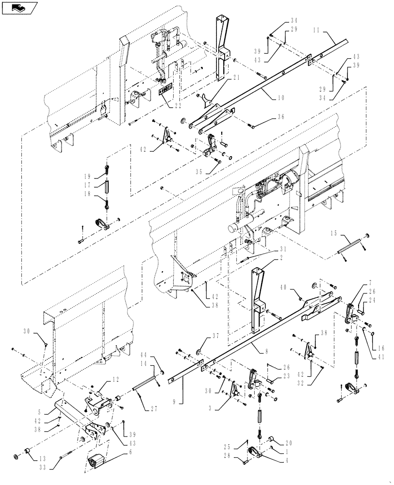 Схема запчастей Case IH 3020-20 - (35.410.04[02]) - SUSPENSION, CUTTERBAR, IN-CAB ADJUST OPTION (35) - HYDRAULIC SYSTEMS