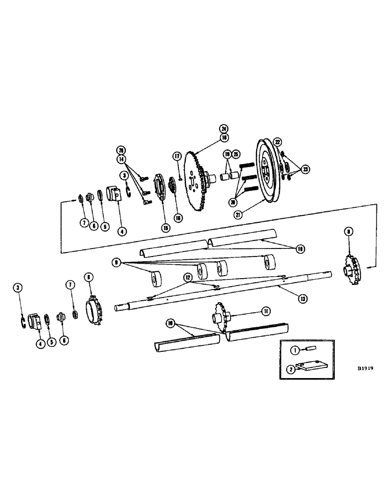 Схема запчастей Case IH 1060 - (104) - FEED RAKE UPPER SHAFT (60) - PRODUCT FEEDING