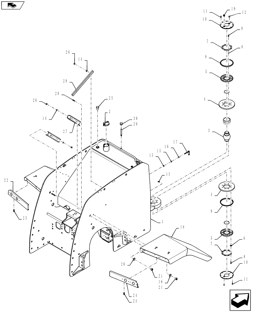 Схема запчастей Case IH QUADTRAC 500 - (39.100.07[01]) - REAR FRAME / FUEL TANK AND FENDERS - QUADTRAC 450 & 500 BSN ZBF126024 (39) - FRAMES AND BALLASTING