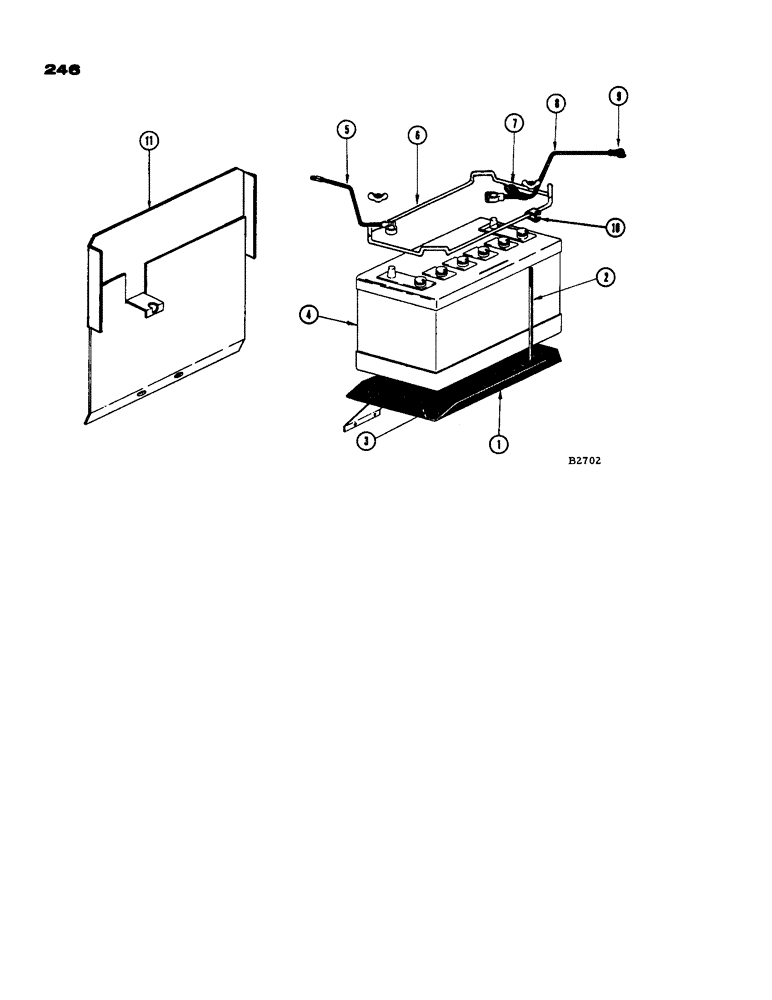 Схема запчастей Case IH 1060 - (246) - BATTERY TRAY, GASOLINE AND L.P. (55) - ELECTRICAL SYSTEMS