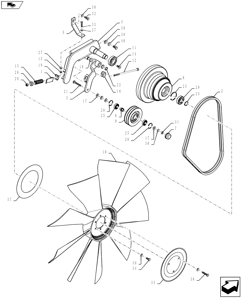 Схема запчастей Case IH 9230 - (10.414.04) - FAN DRIVE 82/9230 T2/T4 (10) - ENGINE