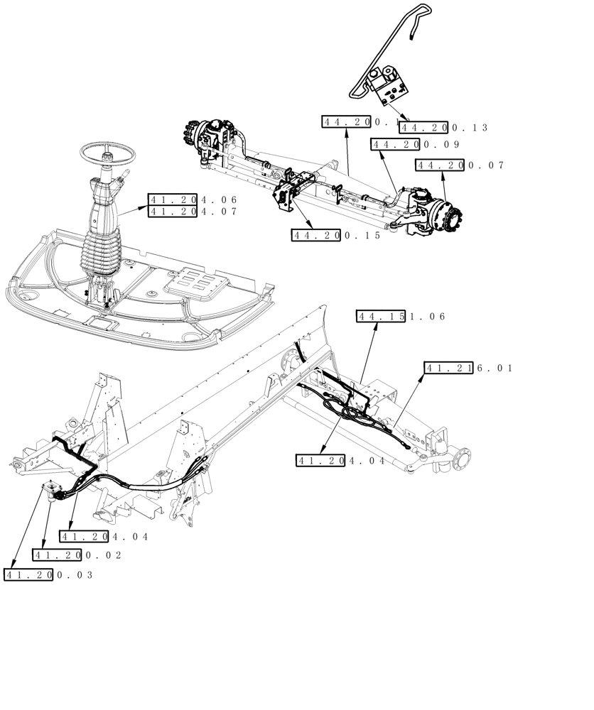 Схема запчастей Case IH 8230 - (00.000.41) - PICTORIAL INDEX - STEERING (00) - GENERAL & PICTORIAL INDEX