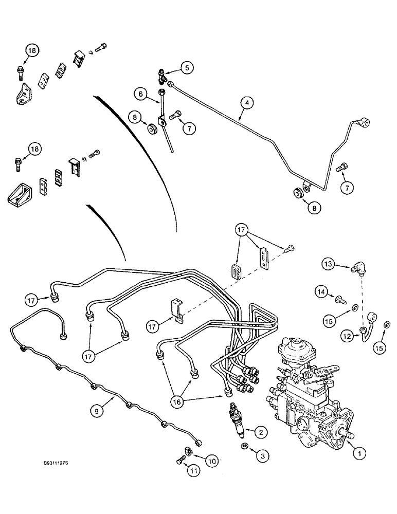 Схема запчастей Case IH 1644 - (3-02) - FUEL INJECTION SYSTEM, 6TA-590 ENGINE, PRIOR TO ENGINE SERIAL NUMBER 44896558 (02) - FUEL SYSTEM