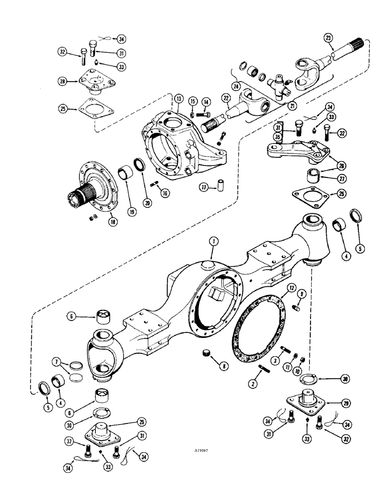 Схема запчастей Case IH 1470 - (108) - T39194 REAR AXLE HOUSING AND KNUCKLE (06) - POWER TRAIN