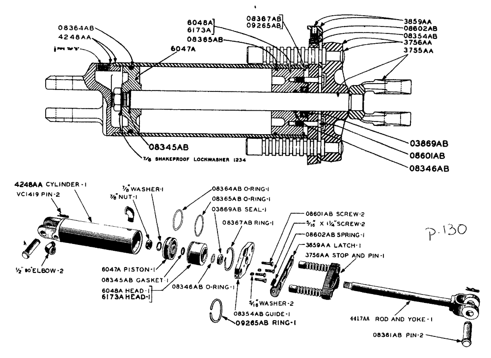 Схема запчастей Case IH LA-SERIES - (092) - HYDRAULIC SINGLE AND DUAL CONTROL UNIT - A3847AA PORTABLE CYLINDER (4" X 8") (08) - HYDRAULICS