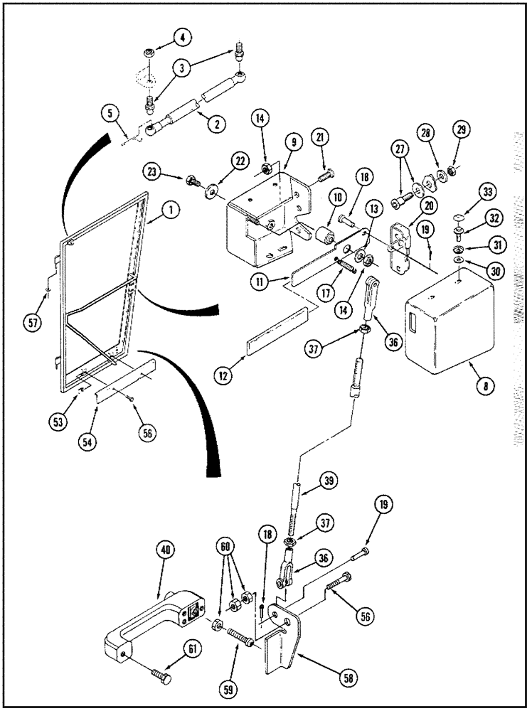 Схема запчастей Case IH 9250 - (9-057A) - CAB DOOR AND LATCH, P.I.N. JEE0033501 AND AFTER (09) - CHASSIS/ATTACHMENTS