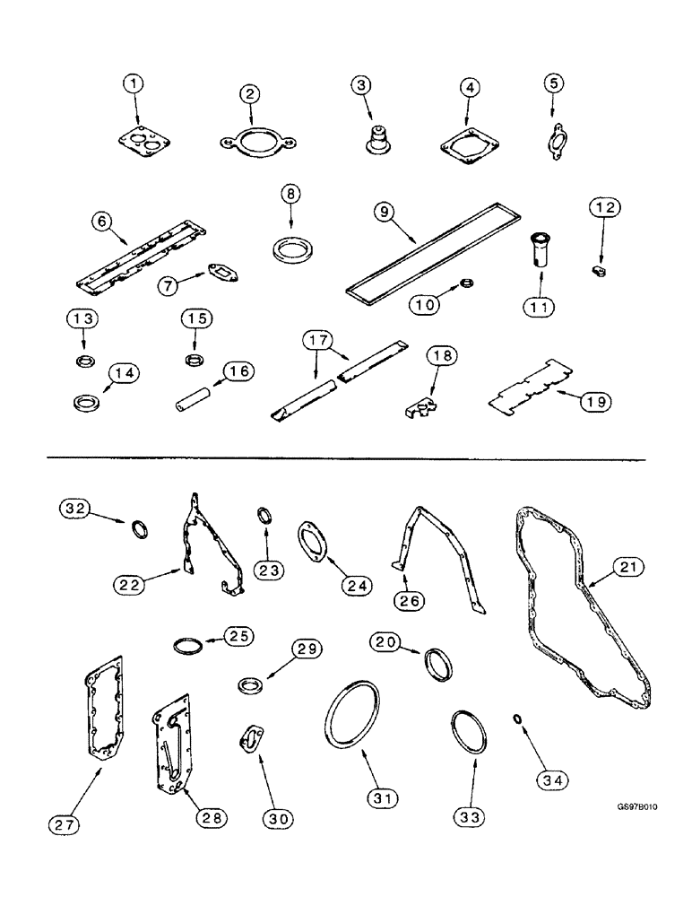 Схема запчастей Case IH 2166 - (2-52) - GASKET KITS, 6T-830 ENGINE, PRIOR TO COMBINE P.I.N. JJC0180000 (01) - ENGINE