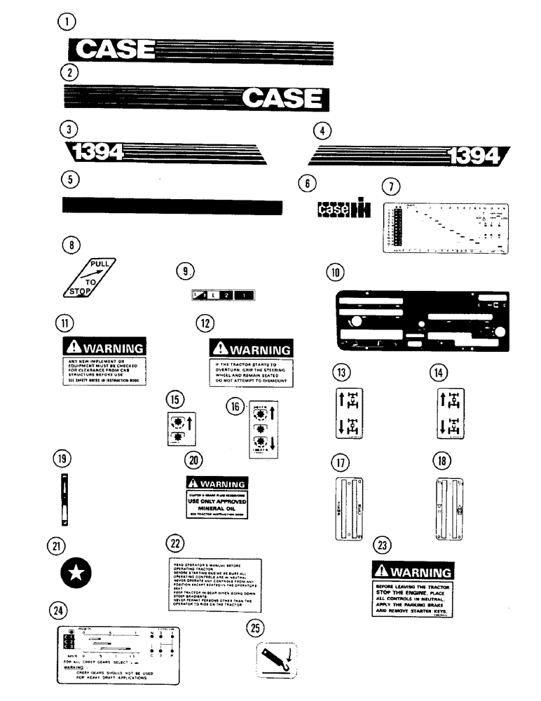 Схема запчастей Case IH 1394 - (9-456) - DECALS, TRACTORS WITH CAB, PRIOR TO P.I.N. 11503201 (09) - CHASSIS/ATTACHMENTS