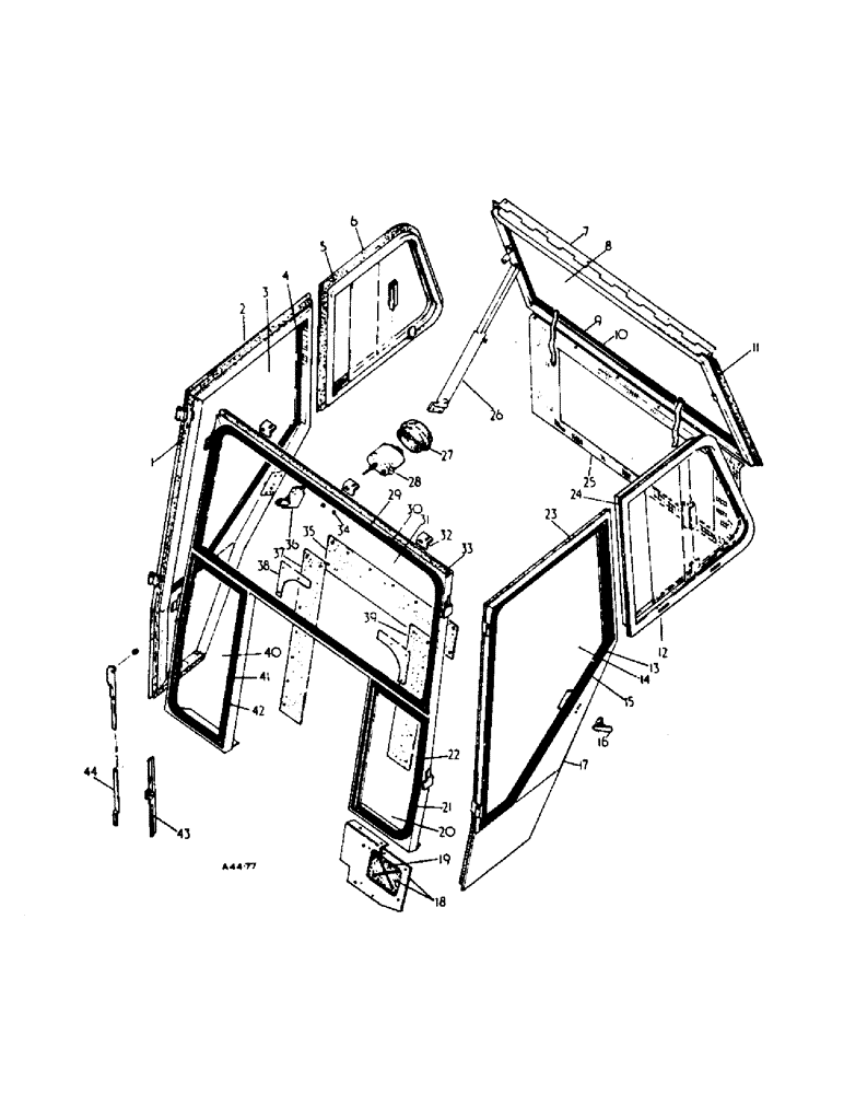 Схема запчастей Case IH 354 - (6-77) - ATTACHMENTS, SAFETY CAB Attachments