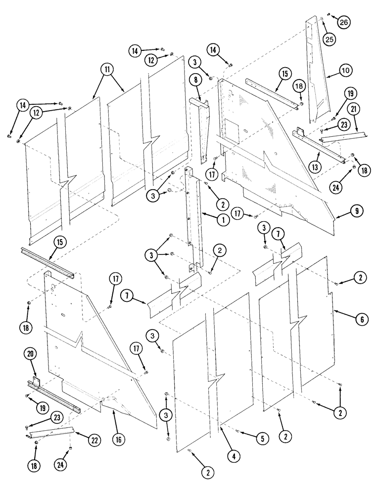 Схема запчастей Case IH 2155 - (9D-28) - BASKET DOOR, COVERS AND SHIELDS, 5 ROW WIDE, PRIOR TO P.I.N. JJC0156230 (16) - BASKET