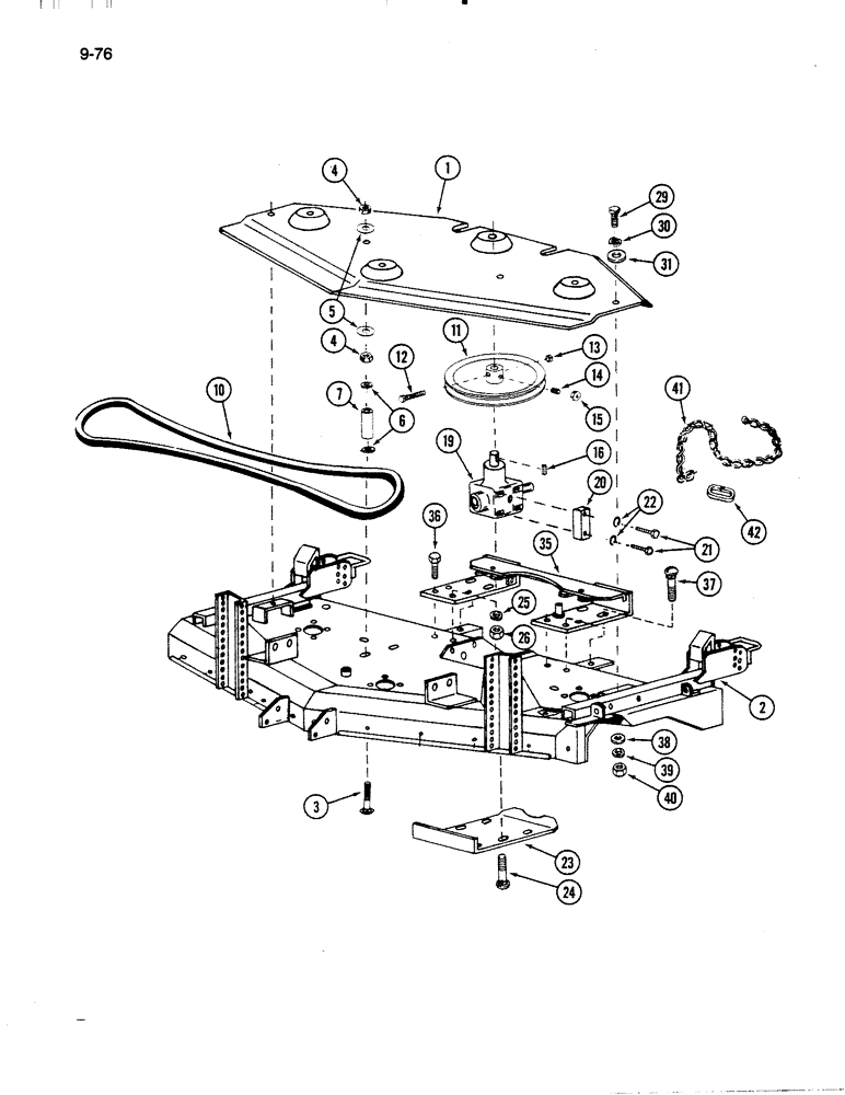 Схема запчастей Case IH 60FS - (9-076) - BELT COVER AND DRIVE, 60FS MOWER (03) - CHASSIS/MOUNTED EQUIPMENT