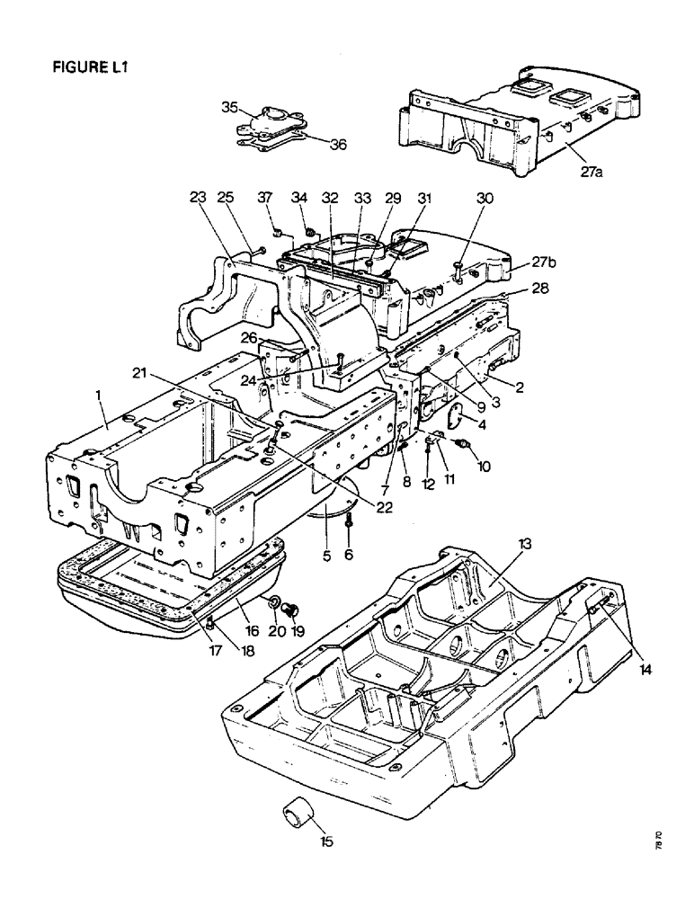 Схема запчастей Case IH 1412 - (L01-1) - CHASSIS, BONNET, FENDERS, SAFETY FRAME AND CAB, MAIN FRAME AND COVERS, TRACS. W/ CAB (12) - CHASSIS